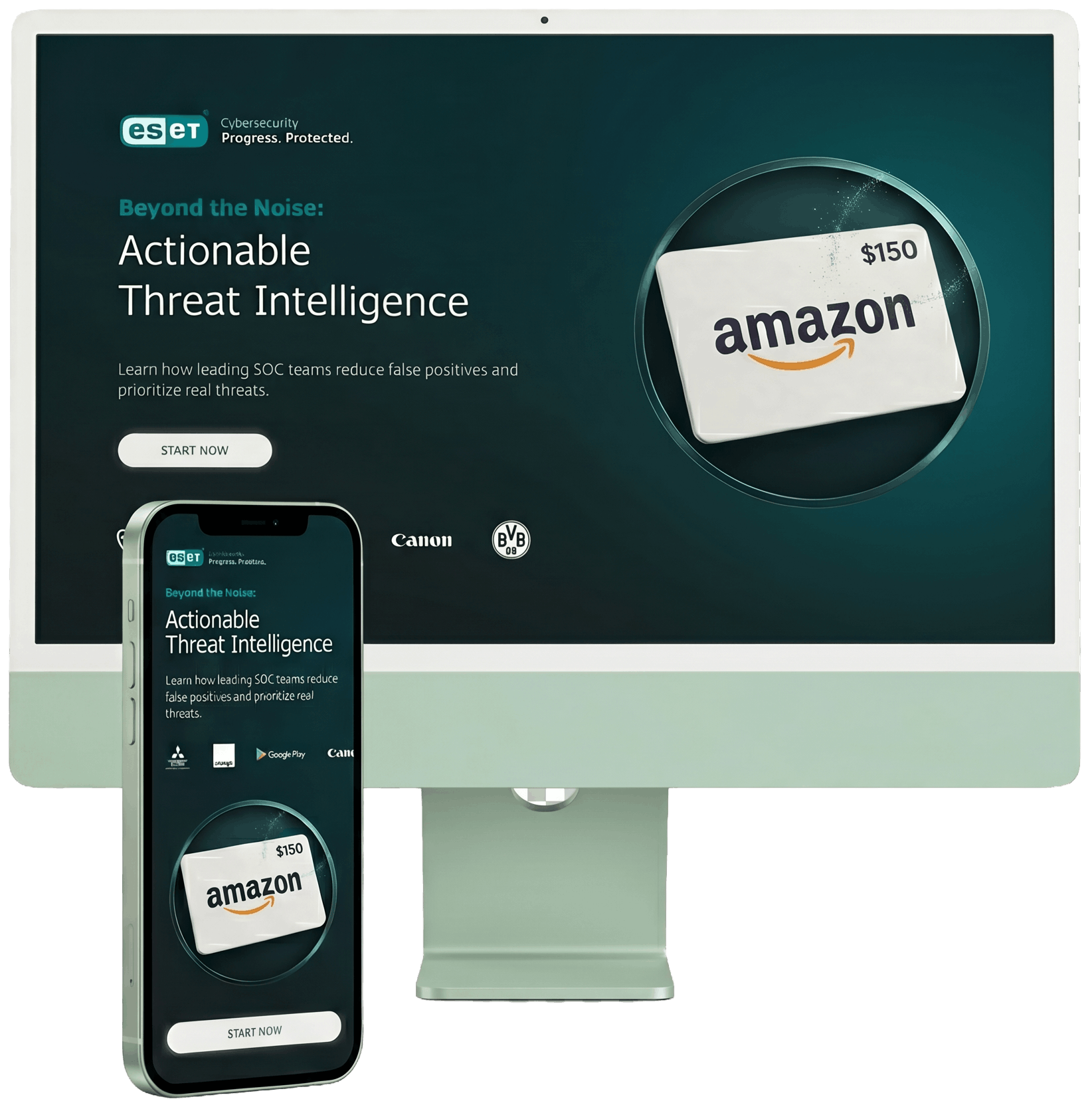 SweepLift incentivized campaign shown on desktop and mobile devices with an Amazon gift card